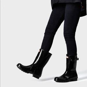 HUNTER Black Short Gloss Rain Boots